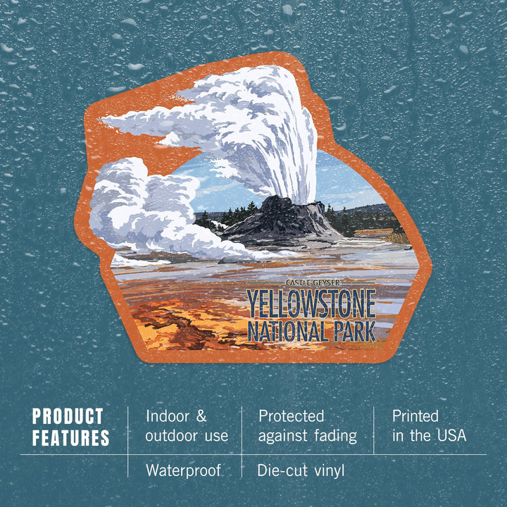 Yellowstone National Park, Wyoming, Castle Geyser, Contour, Vinyl Sticker Sticker Lantern Press