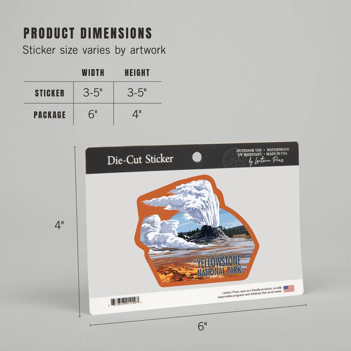 Yellowstone National Park, Wyoming, Castle Geyser, Contour, Vinyl Sticker Sticker Lantern Press