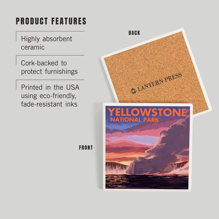 Yellowstone National Park, Wyoming, Clepsydra Geyser, Coasters Coasters Lantern Press