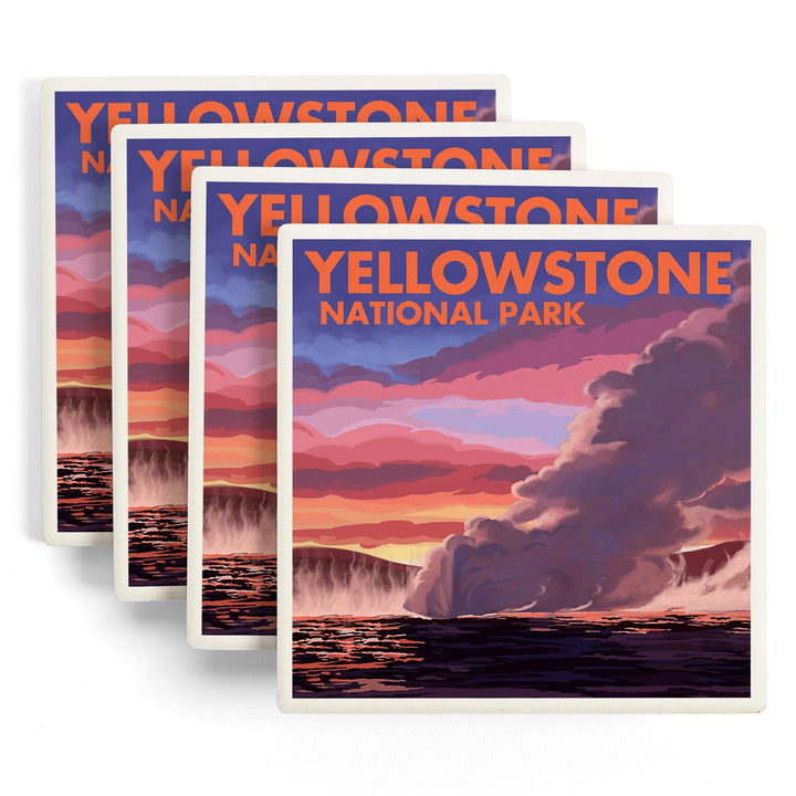 Yellowstone National Park, Wyoming, Clepsydra Geyser, Coasters Coasters Lantern Press