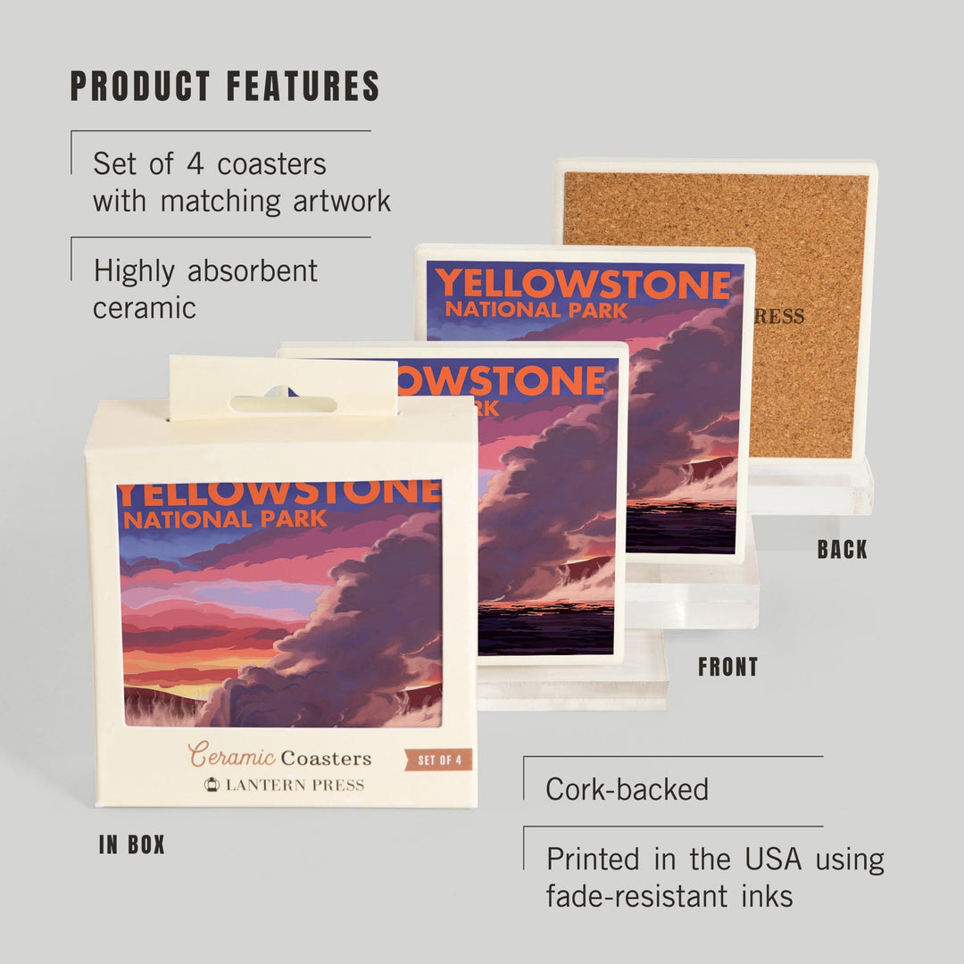 Yellowstone National Park, Wyoming, Clepsydra Geyser, Coasters Coasters Lantern Press