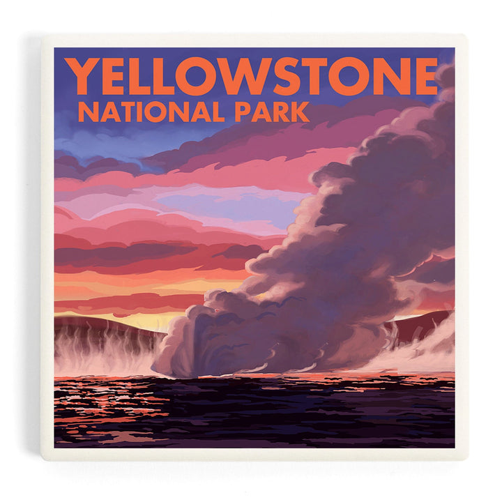 Yellowstone National Park, Wyoming, Clepsydra Geyser, Coasters Coasters Lantern Press