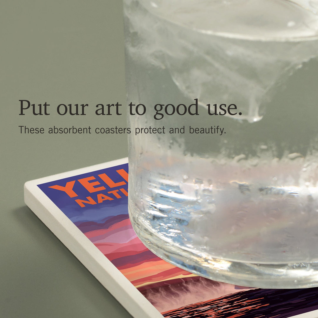 Yellowstone National Park, Wyoming, Clepsydra Geyser, Coasters Coasters Lantern Press