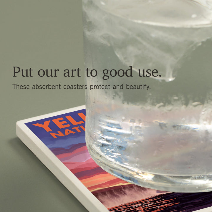 Yellowstone National Park, Wyoming, Clepsydra Geyser, Coasters Coasters Lantern Press