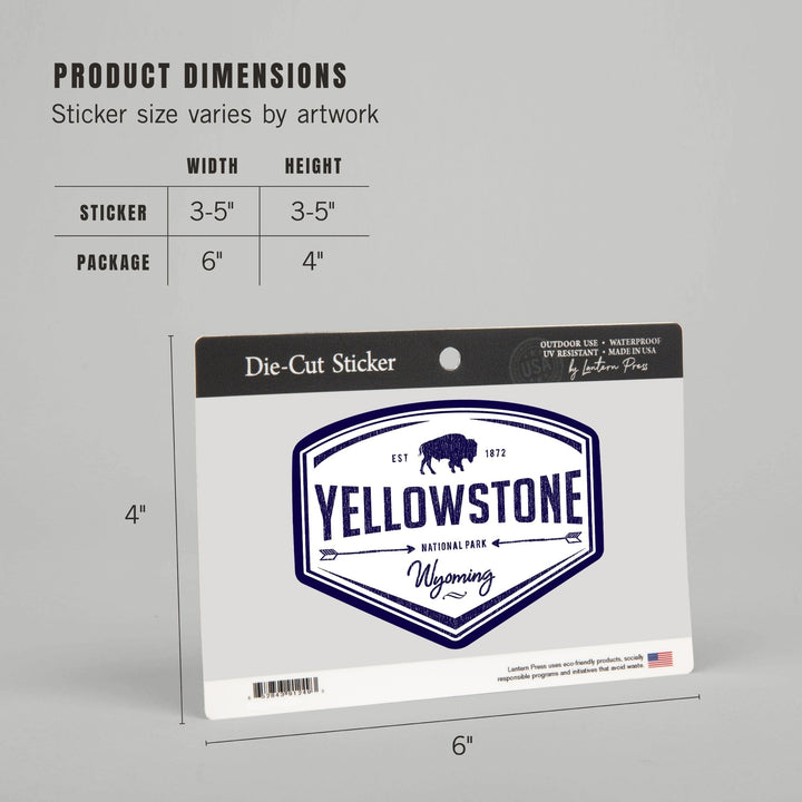 Yellowstone National Park, Wyoming, Contour, Vinyl Sticker Sticker Lantern Press