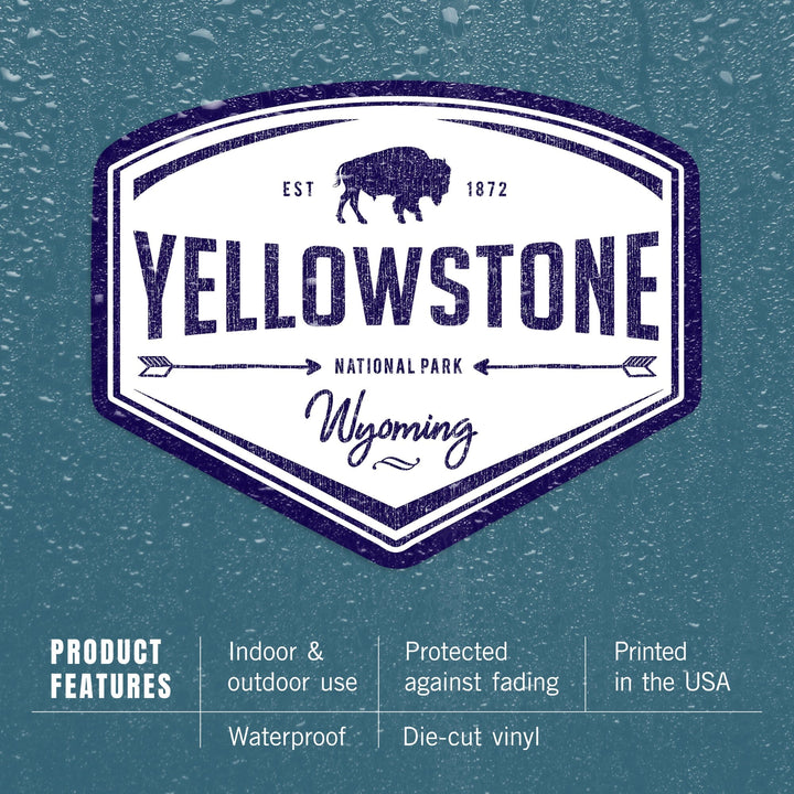 Yellowstone National Park, Wyoming, Contour, Vinyl Sticker Sticker Lantern Press
