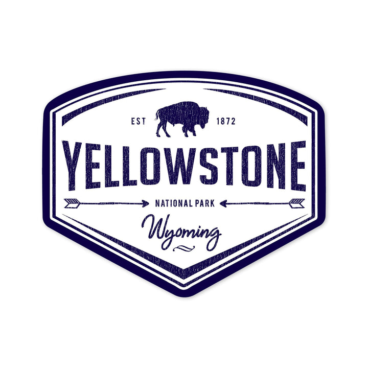 Yellowstone National Park, Wyoming, Contour, Vinyl Sticker Sticker Lantern Press