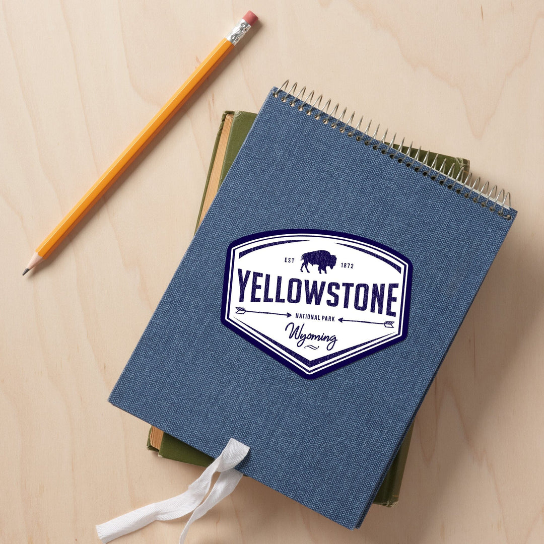 Yellowstone National Park, Wyoming, Contour, Vinyl Sticker Sticker Lantern Press