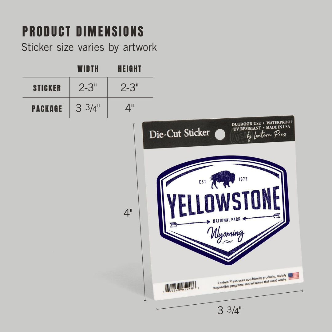 Yellowstone National Park, Wyoming, Contour, Vinyl Sticker Sticker Lantern Press