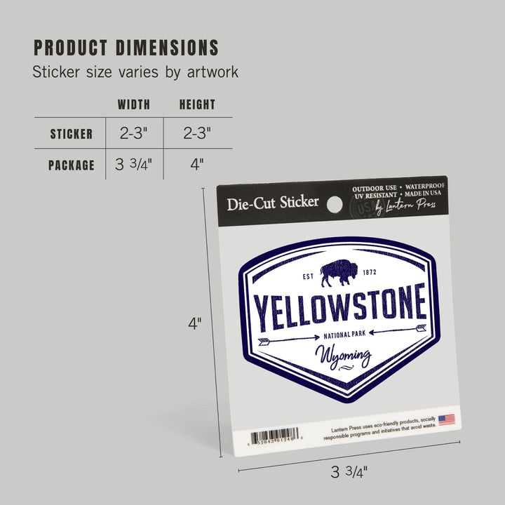 Yellowstone National Park, Wyoming, Contour, Vinyl Sticker Sticker Lantern Press