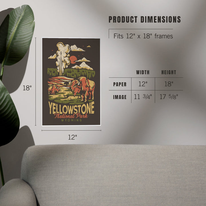 Yellowstone National Park, Wyoming, Distressed Mountain Scene, Art & Giclee Prints Art Lantern Press