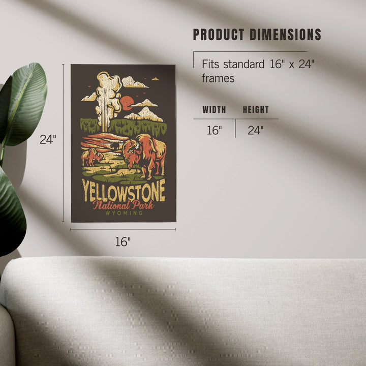 Yellowstone National Park, Wyoming, Distressed Mountain Scene, Art & Giclee Prints Art Lantern Press