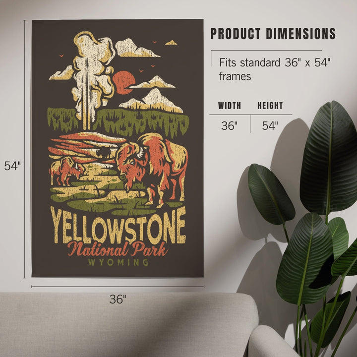Yellowstone National Park, Wyoming, Distressed Mountain Scene, Art & Giclee Prints Art Lantern Press