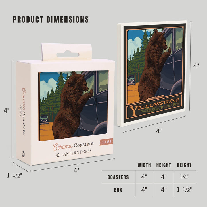 Yellowstone National Park, Wyoming, Don't Feed The Bears, Coasters Coasters Lantern Press