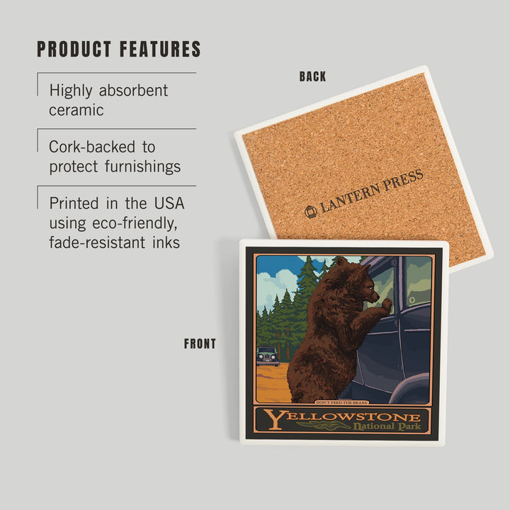 Yellowstone National Park, Wyoming, Don't Feed The Bears, Coasters Coasters Lantern Press