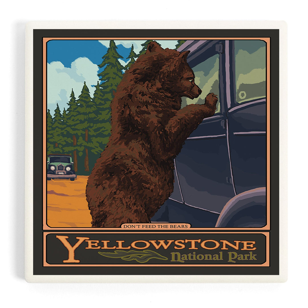 Yellowstone National Park, Wyoming, Don't Feed The Bears, Coasters Coasters Lantern Press Coaster