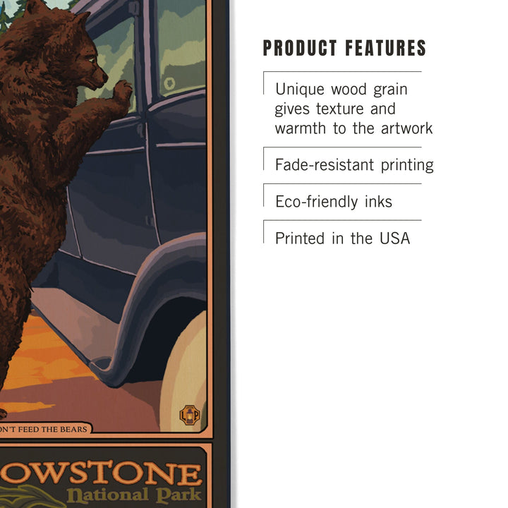 Yellowstone National Park, Wyoming, Don't Feed The Bears, Lantern Press Artwork, Wood Signs and Postcards Wood Lantern Press