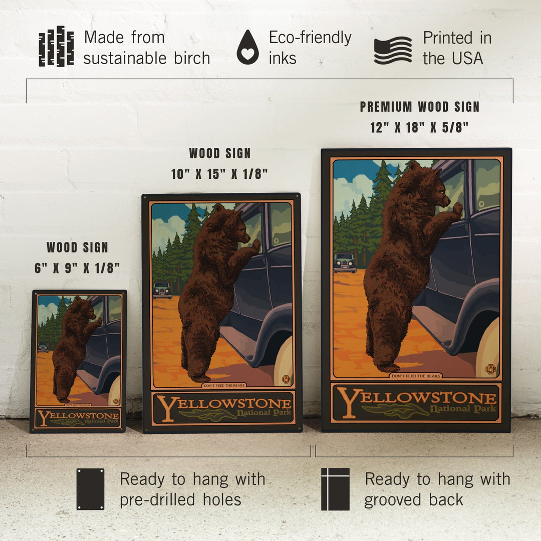 Yellowstone National Park, Wyoming, Don't Feed The Bears, Lantern Press Artwork, Wood Signs and Postcards Wood Lantern Press