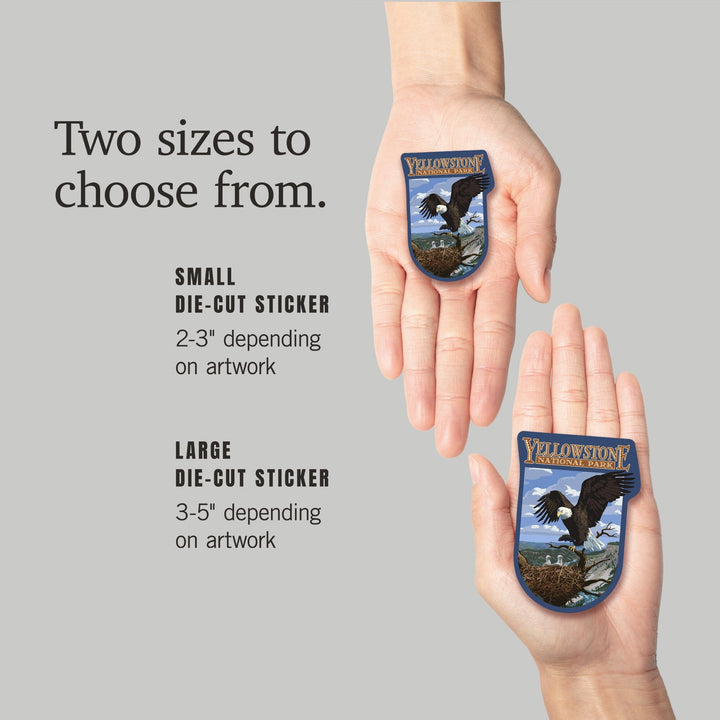 Yellowstone National Park, Wyoming, Eagle Perched, Contour, Vinyl Sticker Sticker Lantern Press