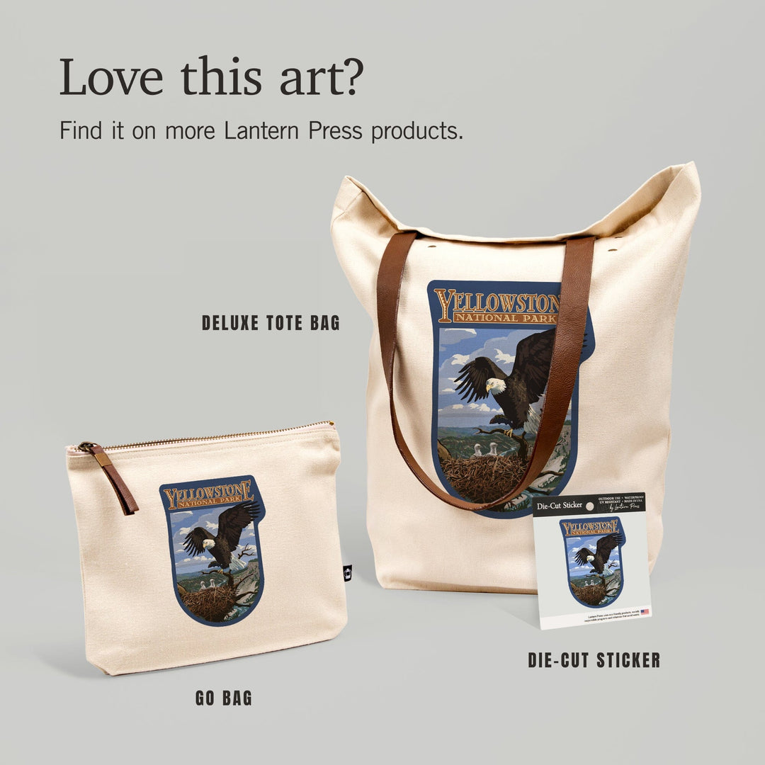 Yellowstone National Park, Wyoming, Eagle Perched, Contour, Vinyl Sticker Sticker Lantern Press