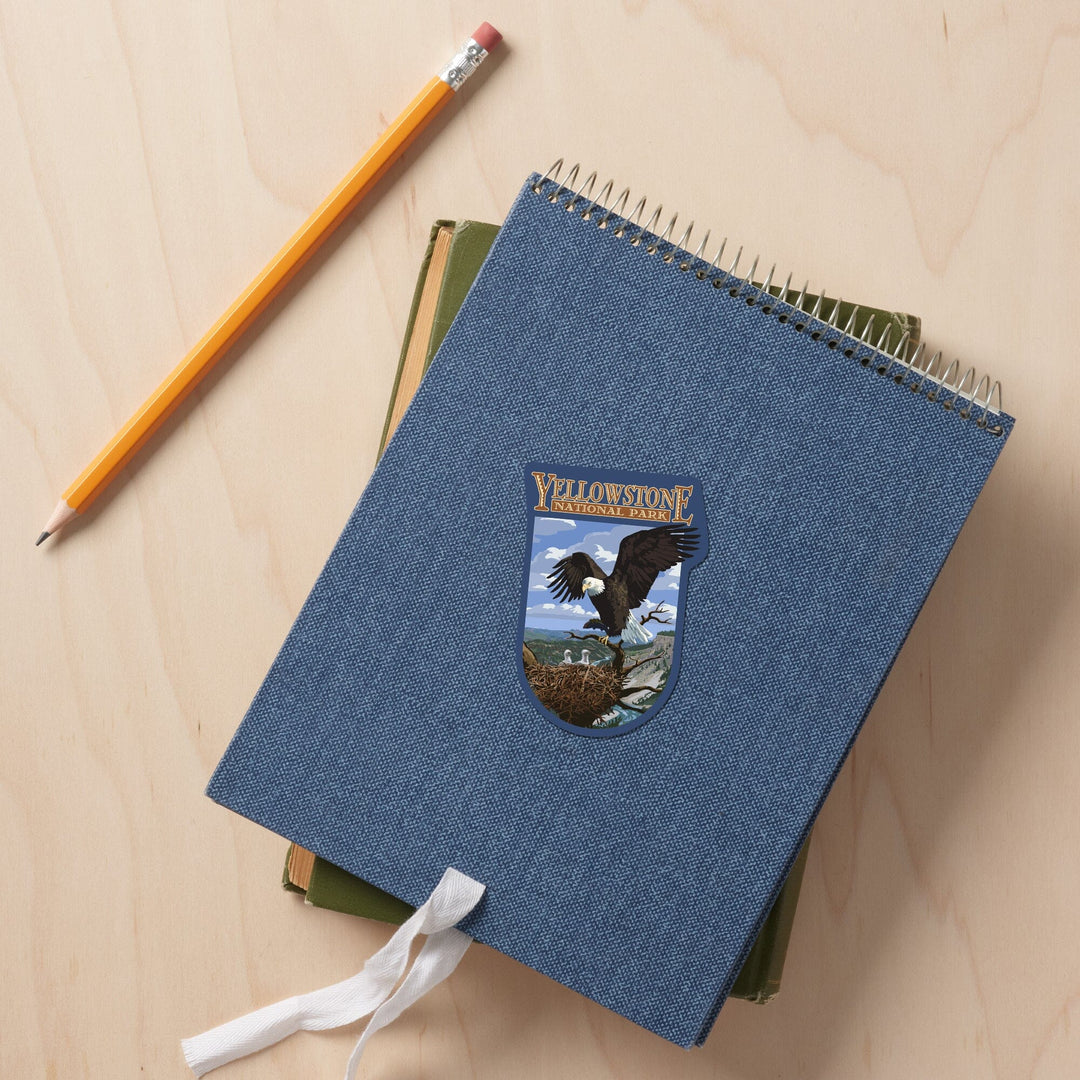 Yellowstone National Park, Wyoming, Eagle Perched, Contour, Vinyl Sticker Sticker Lantern Press