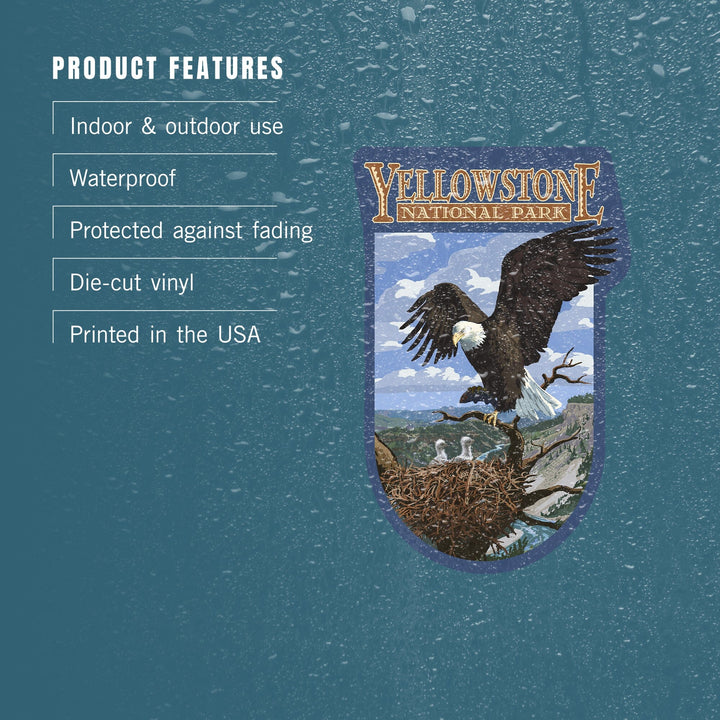 Yellowstone National Park, Wyoming, Eagle Perched, Contour, Vinyl Sticker Sticker Lantern Press