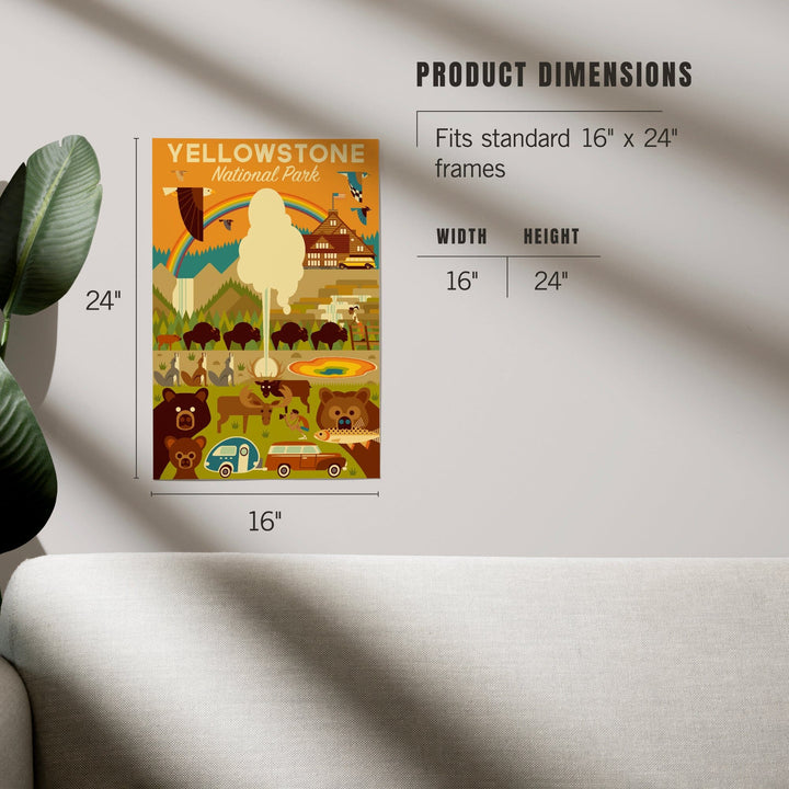 Yellowstone National Park, Wyoming, Geometric National Park Series, Art & Giclee Prints Art Lantern Press