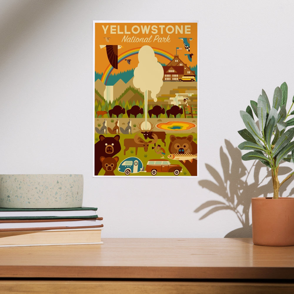 Yellowstone National Park, Wyoming, Geometric National Park Series, Art & Giclee Prints Art Lantern Press