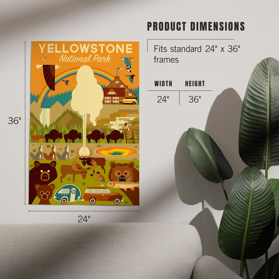 Yellowstone National Park, Wyoming, Geometric National Park Series, Art & Giclee Prints Art Lantern Press
