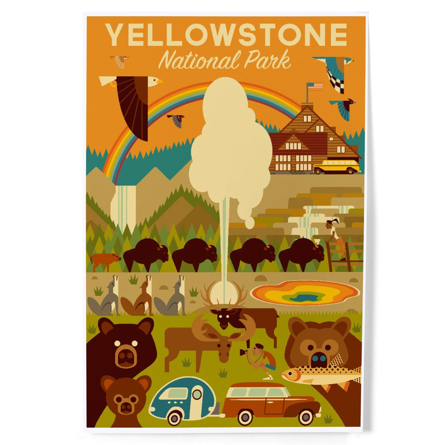 Yellowstone National Park, Wyoming, Geometric National Park Series, Art & Giclee Prints Art Lantern Press