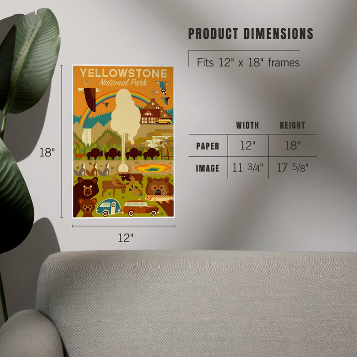 Yellowstone National Park, Wyoming, Geometric National Park Series, Art & Giclee Prints Art Lantern Press