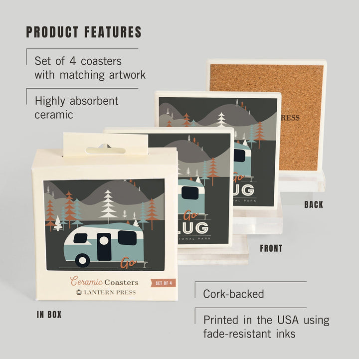 Yellowstone National Park, Wyoming, Go Unplug, Coasters Coasters Lantern Press