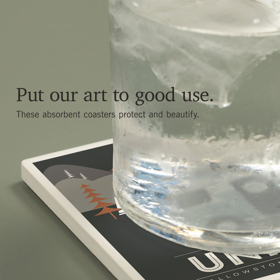 Yellowstone National Park, Wyoming, Go Unplug, Coasters Coasters Lantern Press