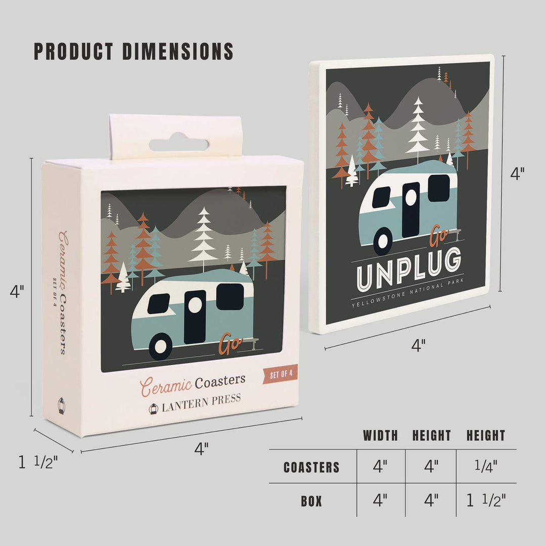 Yellowstone National Park, Wyoming, Go Unplug, Coasters Coasters Lantern Press