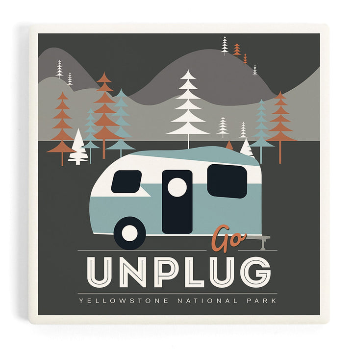 Yellowstone National Park, Wyoming, Go Unplug, Coasters Coasters Lantern Press