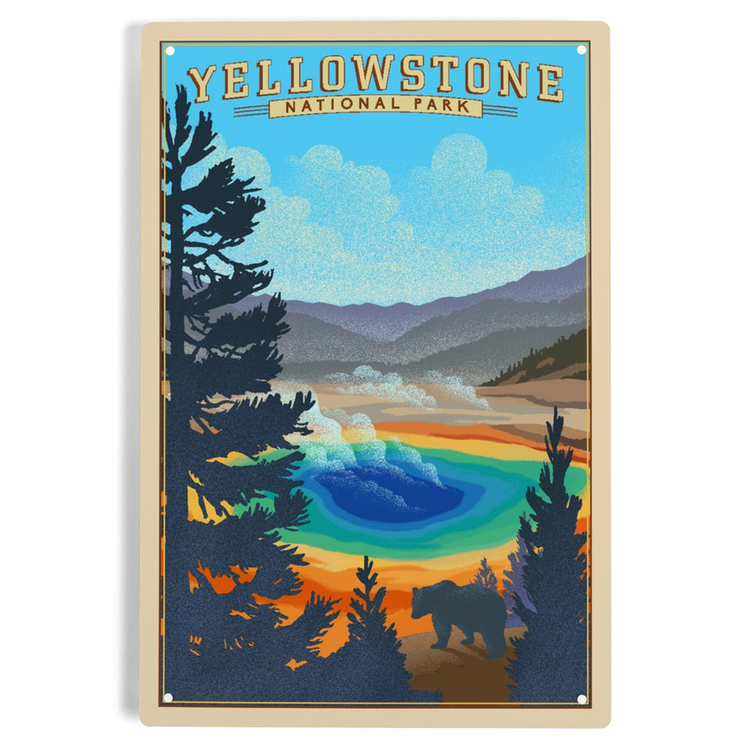 Yellowstone National Park, Wyoming, Grand Prismatic Spring, Lithograph, Metal Signs Metal Lantern Press