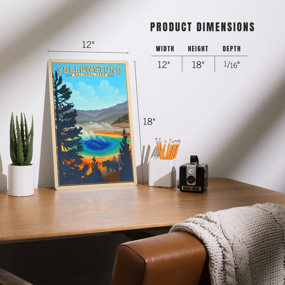 Yellowstone National Park, Wyoming, Grand Prismatic Spring, Lithograph, Metal Signs Metal Lantern Press
