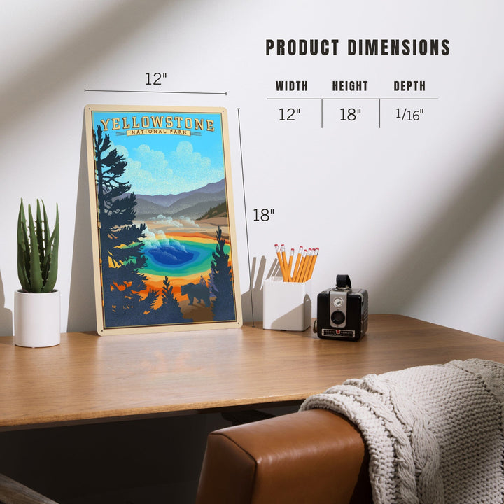 Yellowstone National Park, Wyoming, Grand Prismatic Spring, Lithograph, Metal Signs Metal Lantern Press