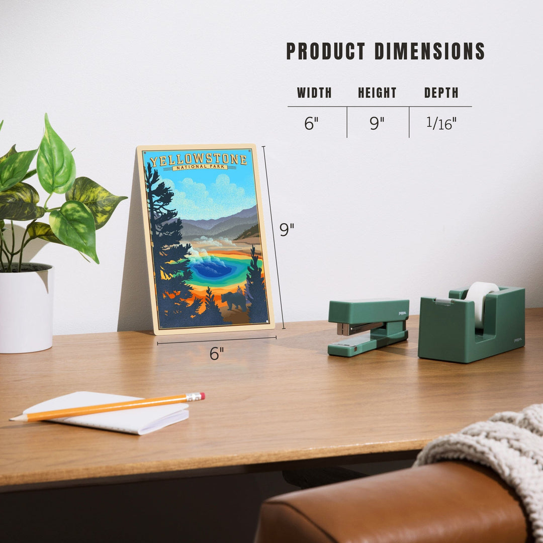 Yellowstone National Park, Wyoming, Grand Prismatic Spring, Lithograph, Metal Signs Metal Lantern Press