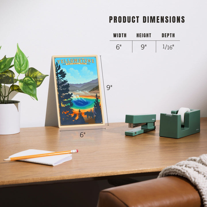 Yellowstone National Park, Wyoming, Grand Prismatic Spring, Lithograph, Metal Signs Metal Lantern Press