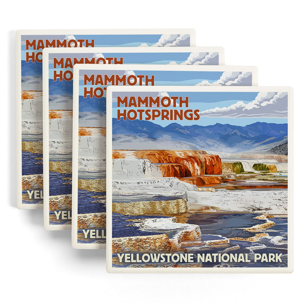 Yellowstone National Park, Wyoming, Mammoth Hotsprings, Coasters Coasters Lantern Press