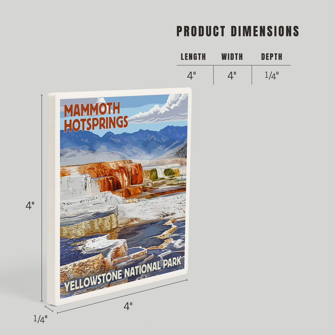 Yellowstone National Park, Wyoming, Mammoth Hotsprings, Coasters Coasters Lantern Press