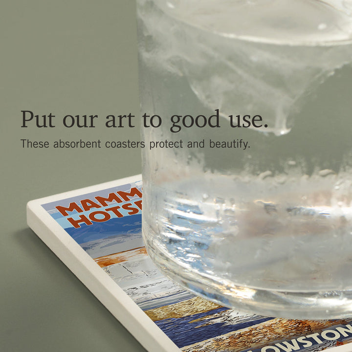 Yellowstone National Park, Wyoming, Mammoth Hotsprings, Coasters Coasters Lantern Press