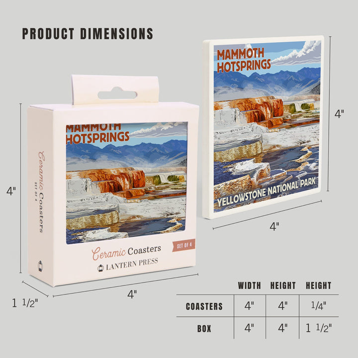 Yellowstone National Park, Wyoming, Mammoth Hotsprings, Coasters Coasters Lantern Press