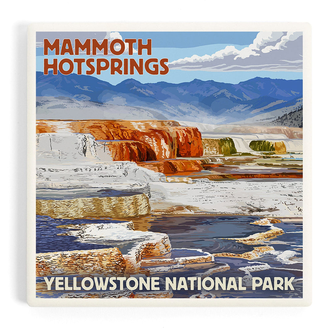 Yellowstone National Park, Wyoming, Mammoth Hotsprings, Coasters Coasters Lantern Press Coaster