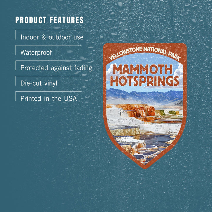 Yellowstone National Park, Wyoming, Mammoth Hotsprings, Contour, Lantern Press Artwork, Vinyl Sticker Sticker Lantern Press