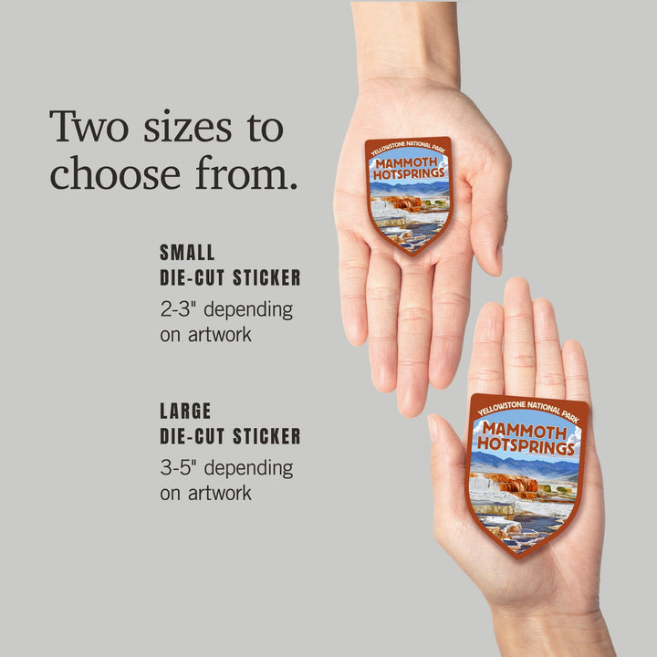 Yellowstone National Park, Wyoming, Mammoth Hotsprings, Contour, Lantern Press Artwork, Vinyl Sticker Sticker Lantern Press