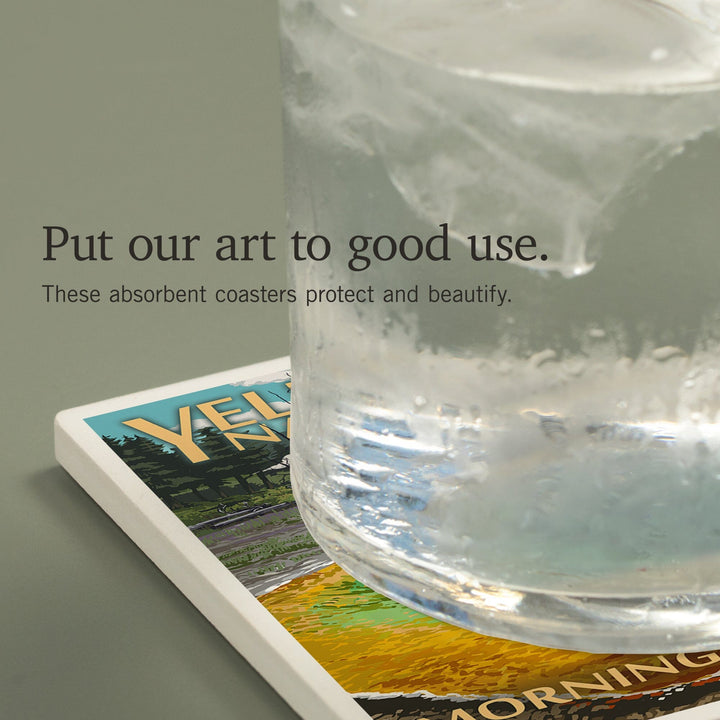 Yellowstone National Park, Wyoming, Morning Glory Pool, Coasters Coasters Lantern Press