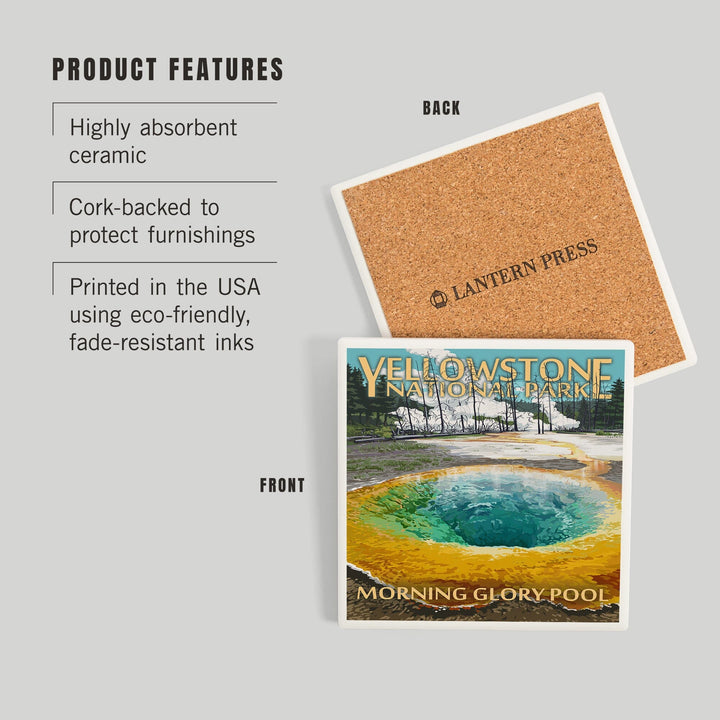 Yellowstone National Park, Wyoming, Morning Glory Pool, Coasters Coasters Lantern Press