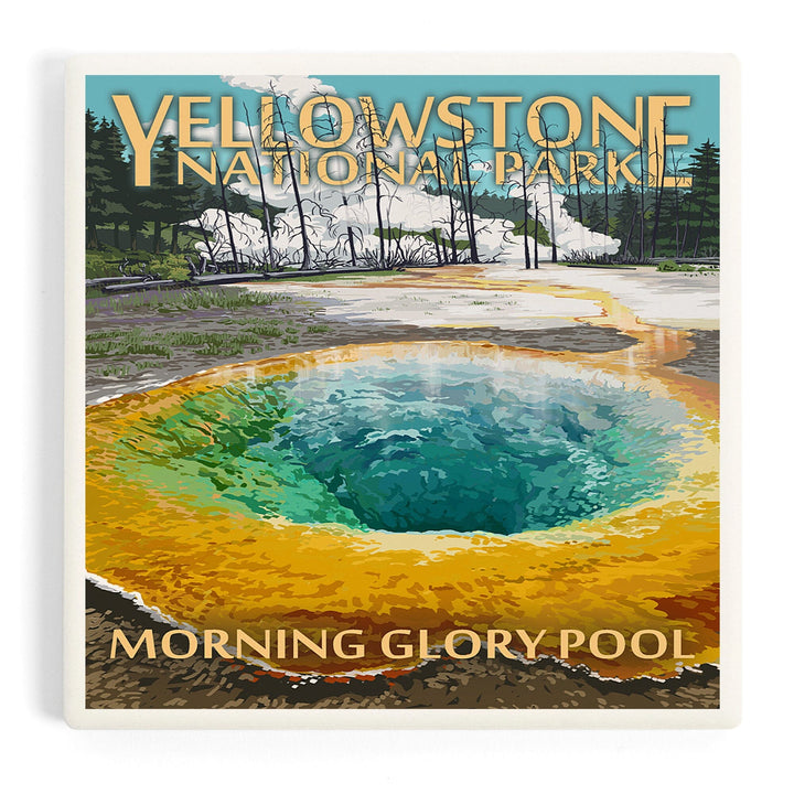 Yellowstone National Park, Wyoming, Morning Glory Pool, Coasters Coasters Lantern Press Coaster
